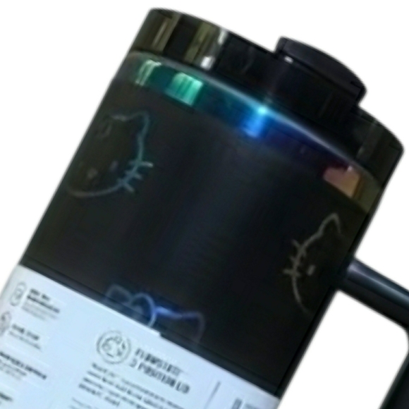 NIB! Limited Edition STANLEY Black Travel Mug w/ Iridescent Rainbow HELLO KITTY - Picture 2 of 4